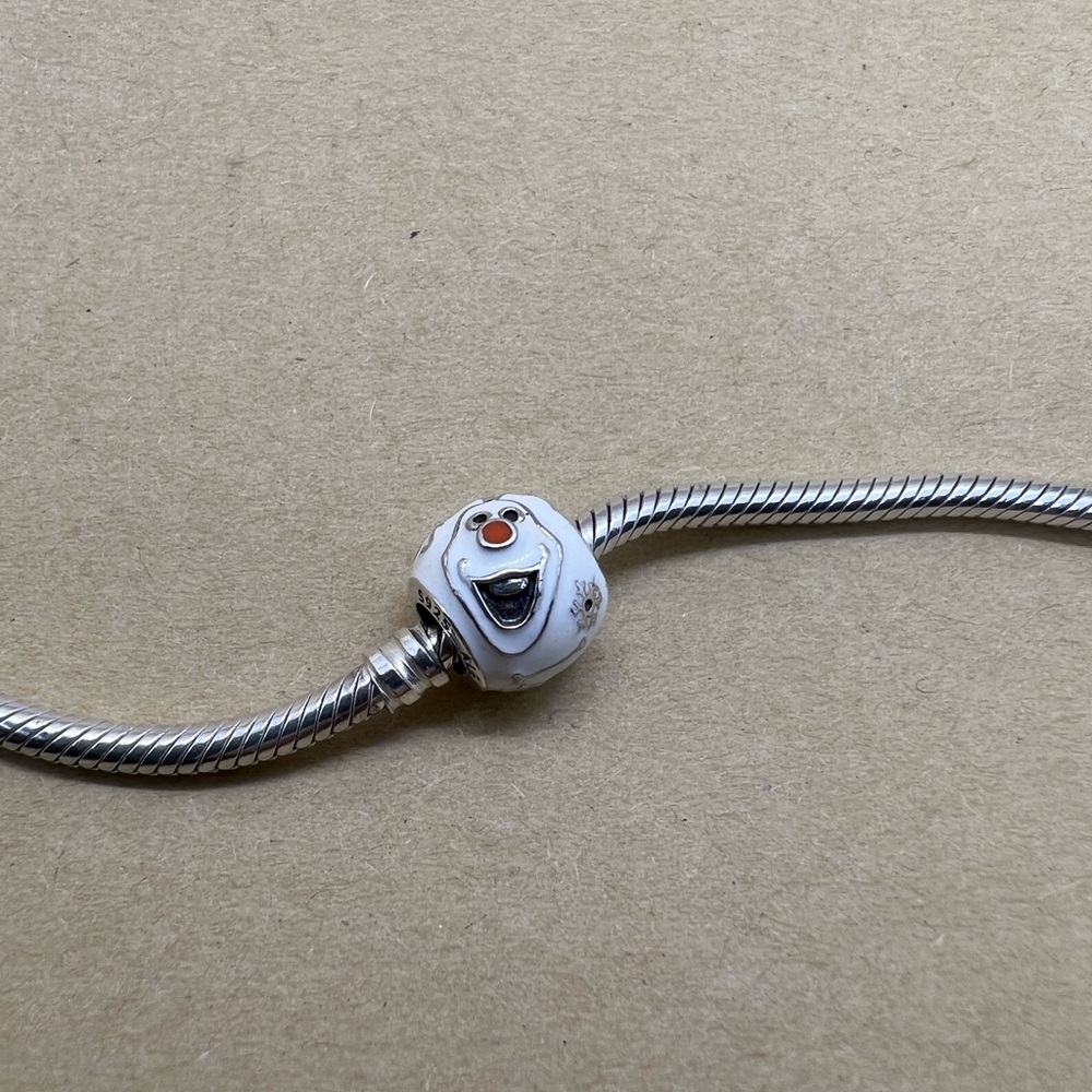 Authentic Olaf Pandora Disney Charm White “I like warm hugs” Sterling Silver